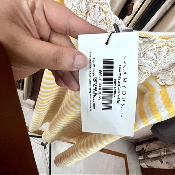 BRAND NEW!Summer Spl AMYDUS Lace embellished Top in XXL ;beautiful Yellow&White - Picture 11 of 11